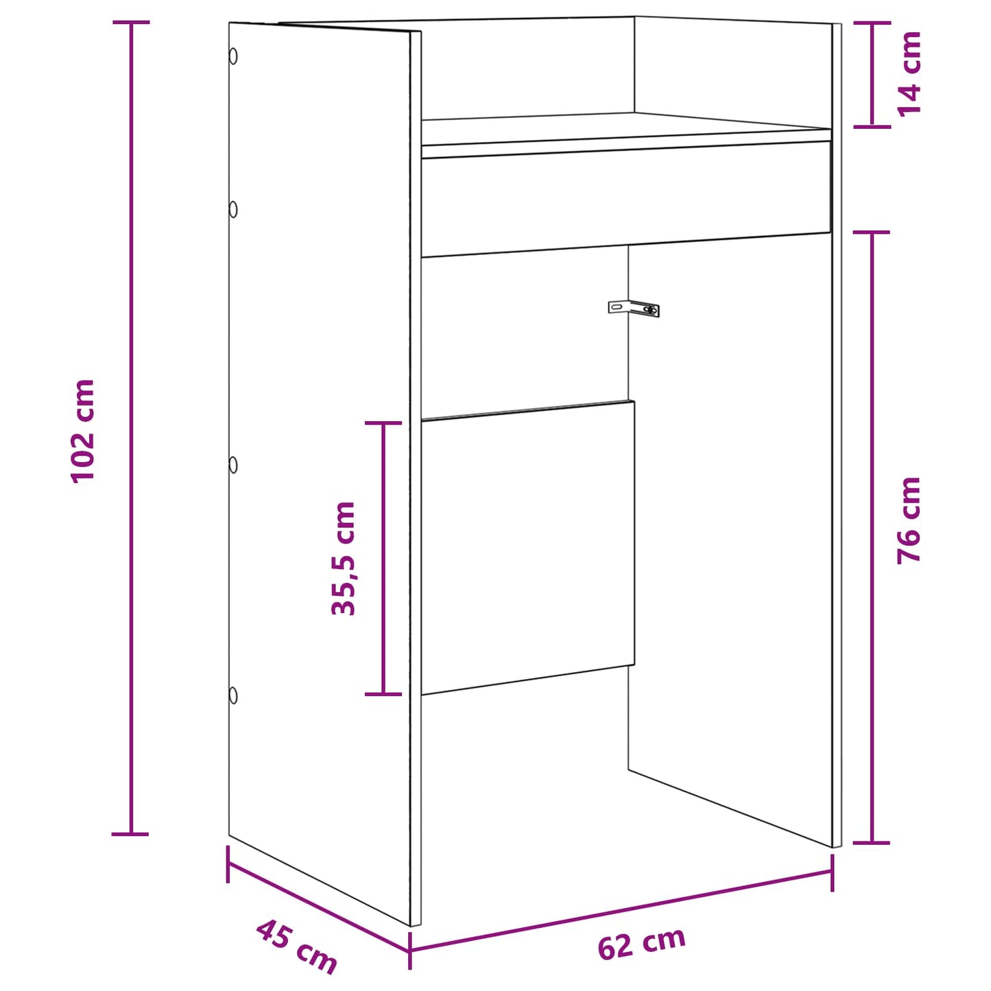 vidaXL Πίνακας DJ Γκρι Sonoma 62 x 45 x 102 εκ. Επεξεργασμένο Ξύλο