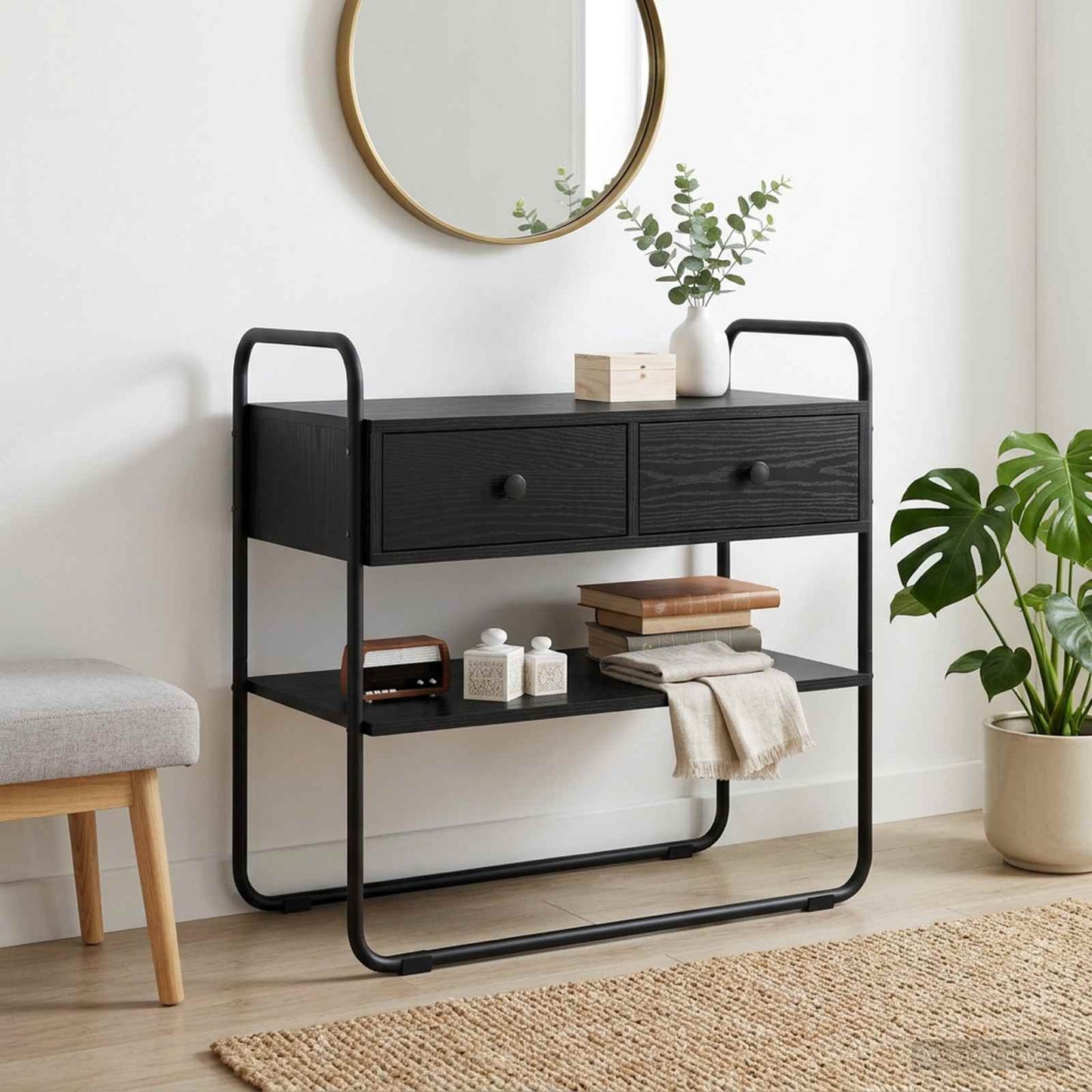 vidaXL Τραπέζι κονσόλας Μαύρη Δρυς 80 x 40 x 75 εκ. Επεξεργασμένο Ξύλο