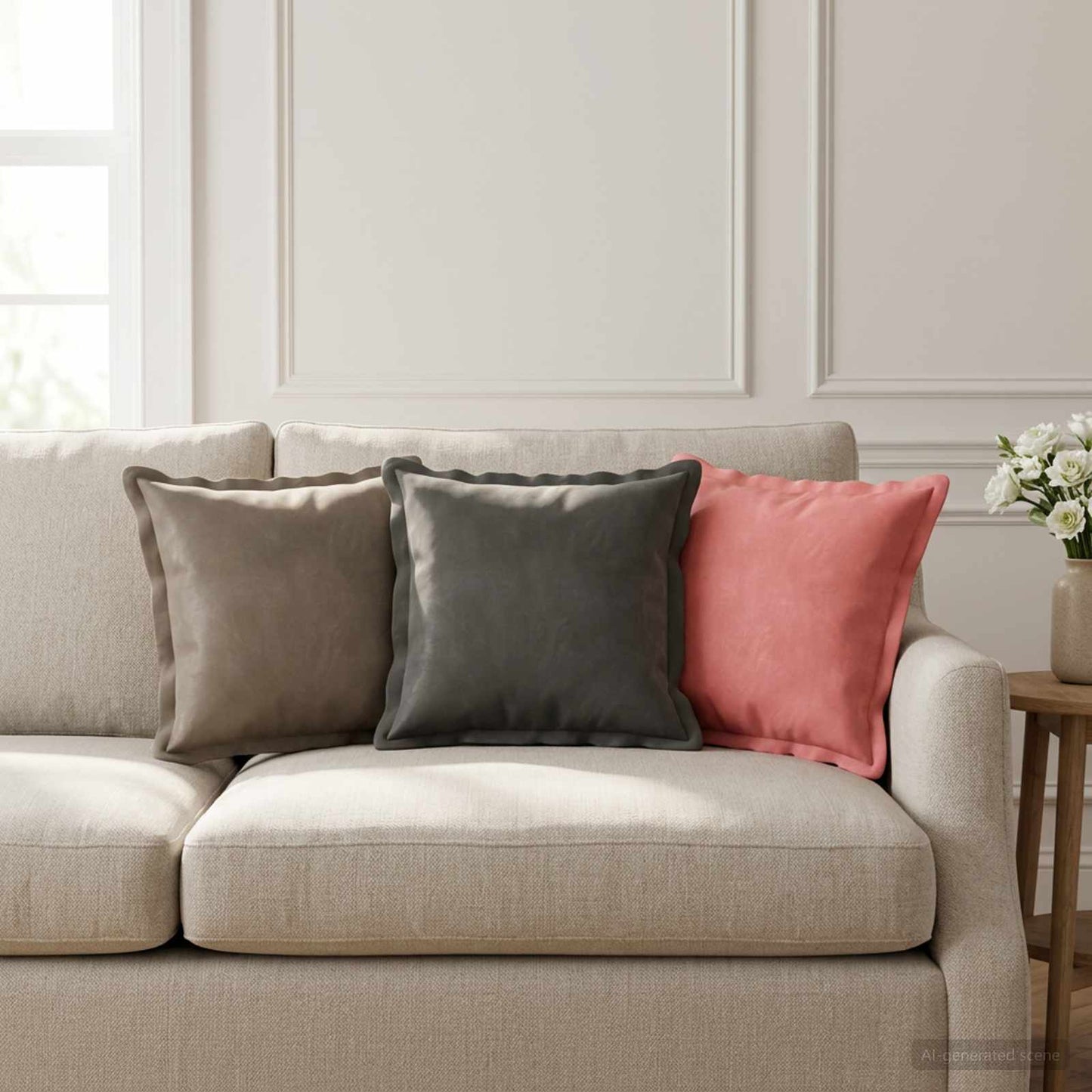 vidaXL Μαξιλάρι με μαξιλάρι HOUTEN 12 τμχ. Ανοιχτό γκρι Βελούδο