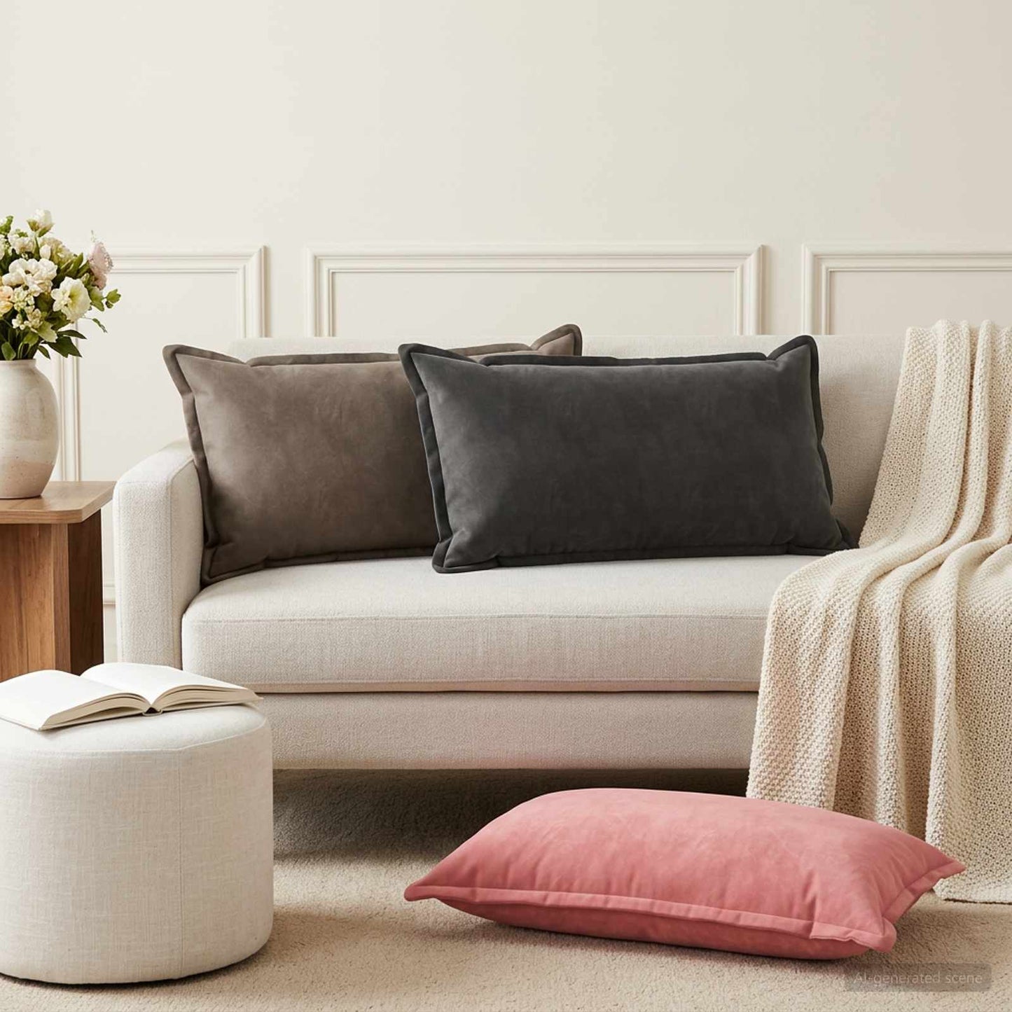 vidaXL Μαξιλάρι με μαξιλάρι HOUTEN 6 τμχ. Σκούρο Γκρι Βελούδο