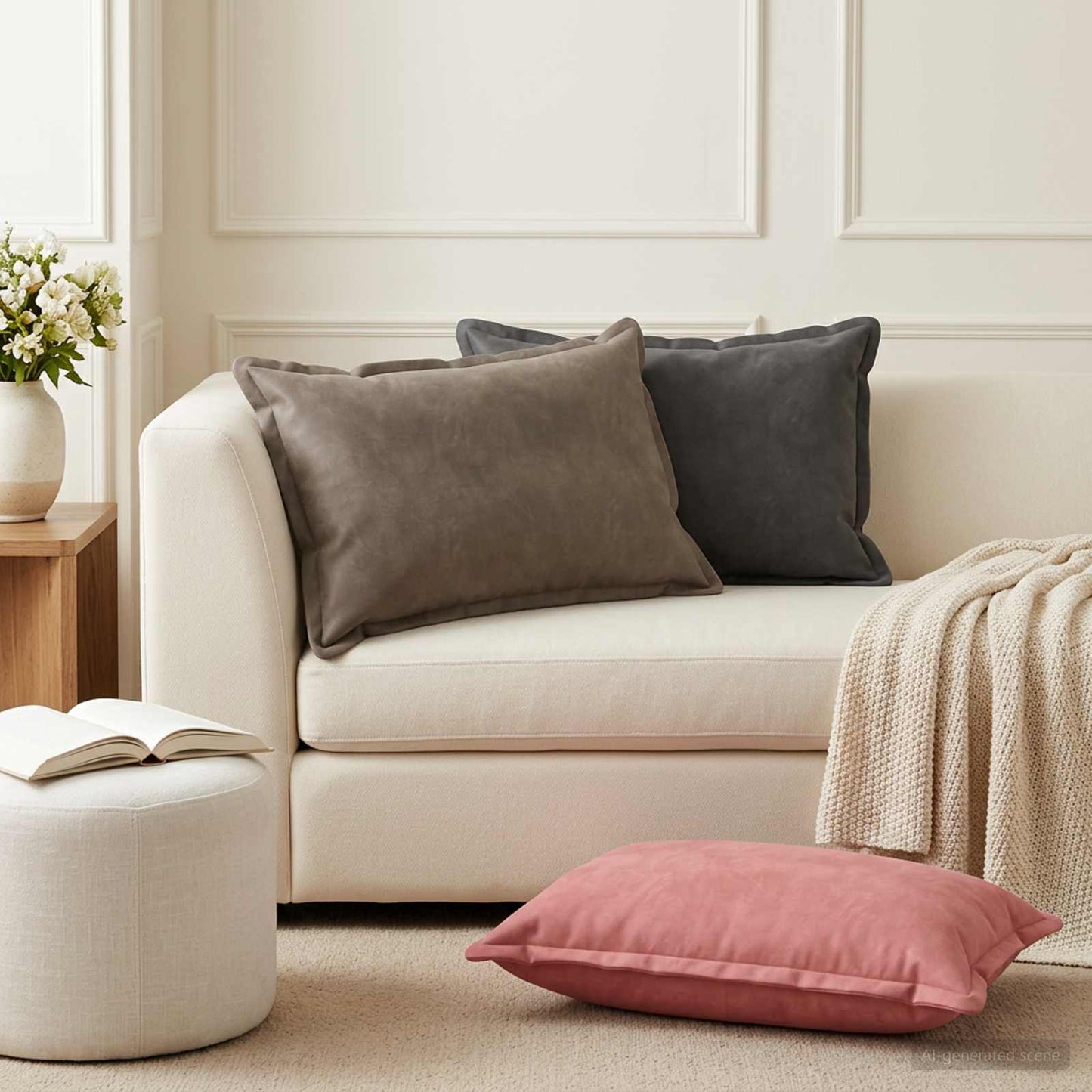 vidaXL Μαξιλάρι με μαξιλάρι HOUTEN 2 τμχ. Σκούρο Γκρι Βελούδο