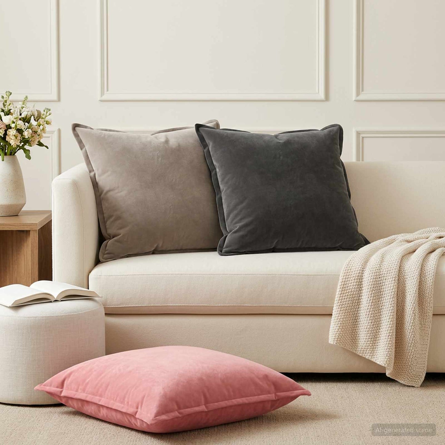 vidaXL Μαξιλάρι με μαξιλάρι HOUTEN 2 τεμ. Σκούρο Γκρι Βελούδο