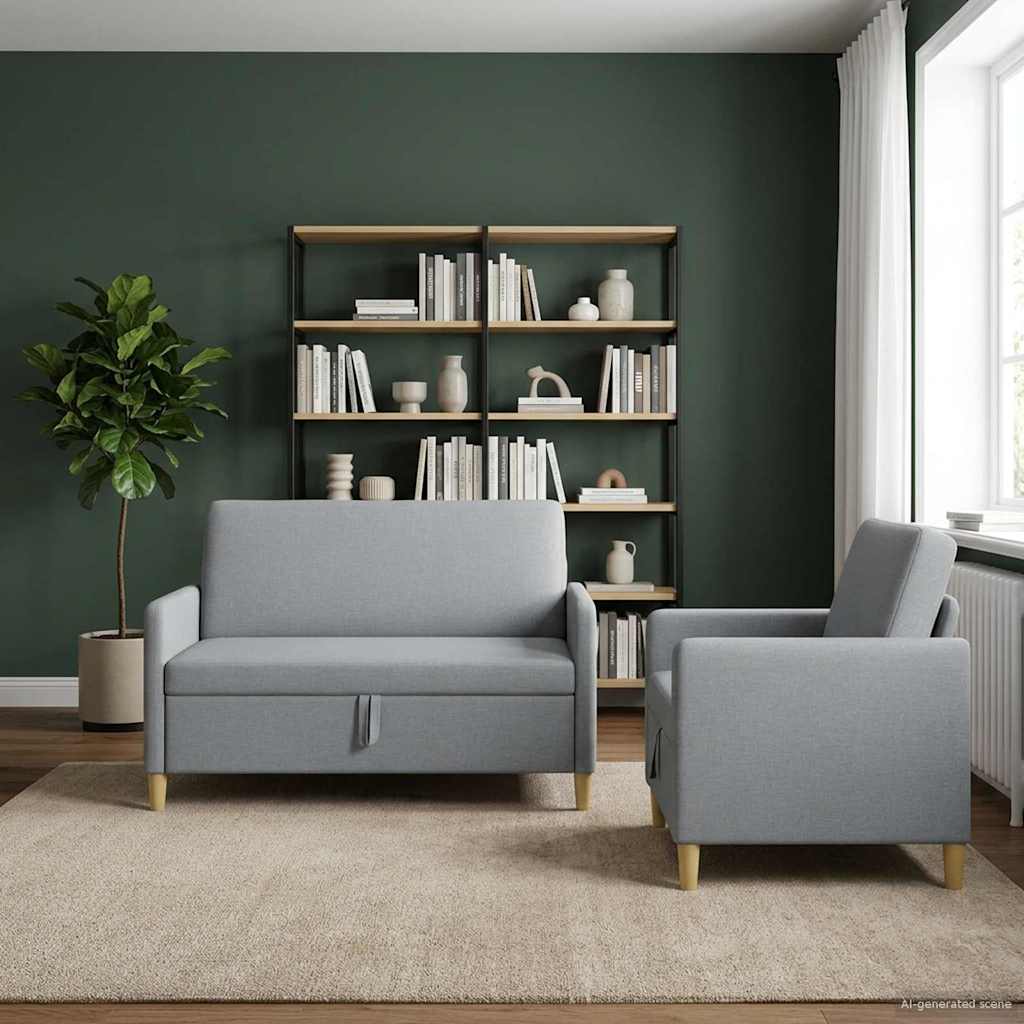 vidaXL Σαλονάκι Σετ Με Αποθηκευτικό Χώρο 2 pcs Ανοιχτό γκρι