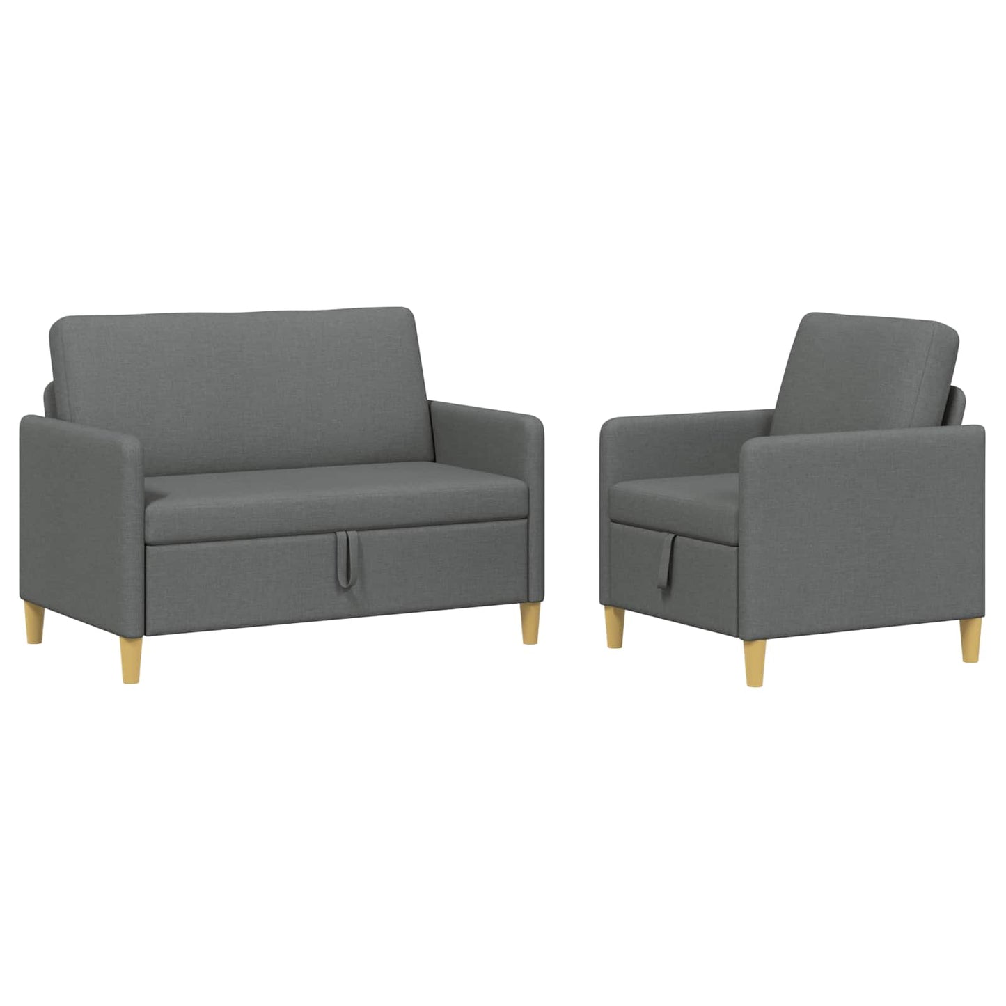 vidaXL Σαλονάκι Σετ Με Αποθηκευτικό Χώρο 2 pcs Σκούρο Γκρι Πολυεστέρας
