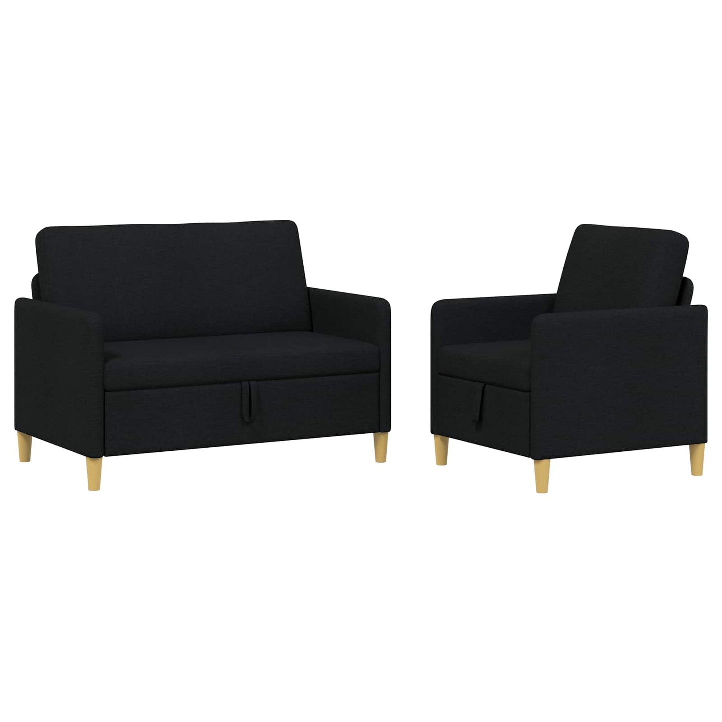 vidaXL Σαλονάκι Σετ Με Αποθηκευτικό Χώρο 2 pcs Μαύρο Πολυεστέρας