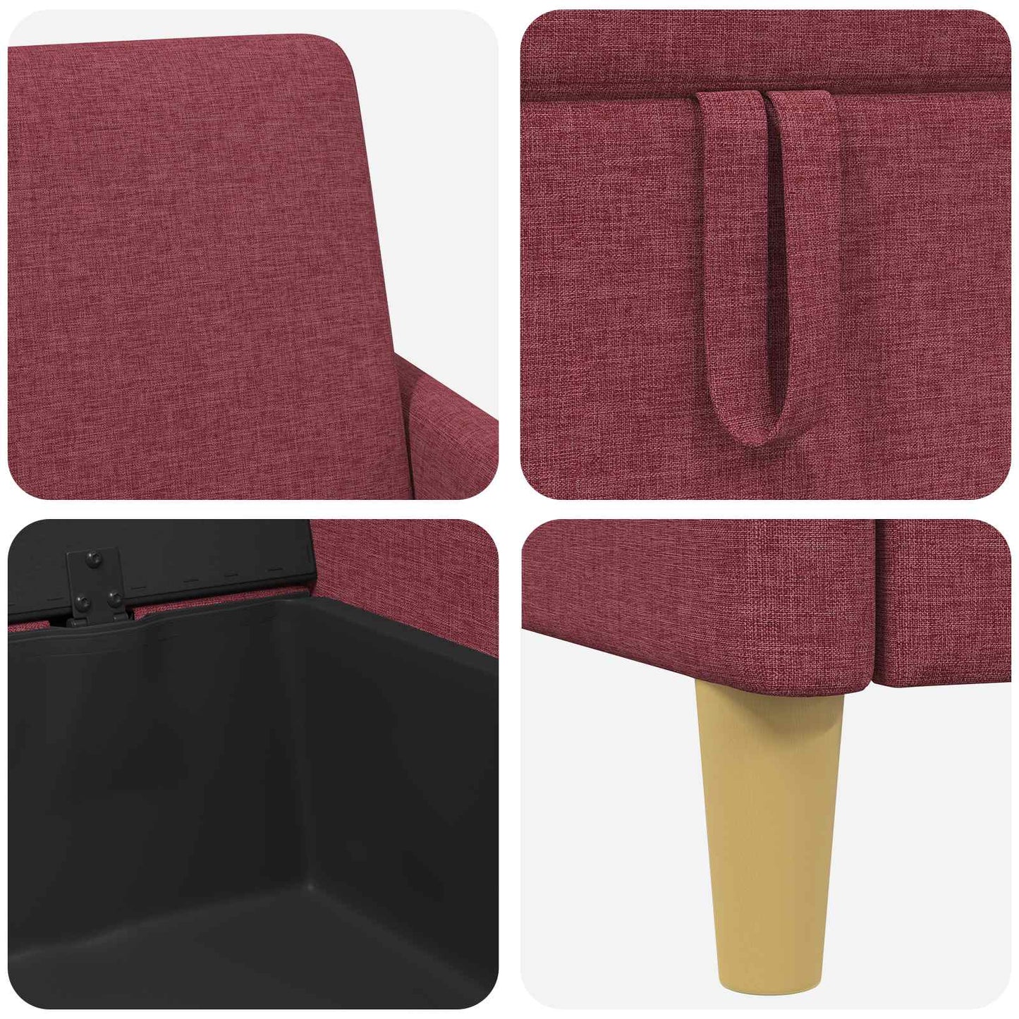 vidaXL Σαλονάκι Σετ Με Αποθηκευτικό Χώρο 2 pcs Κόκκινο Πολυεστέρας