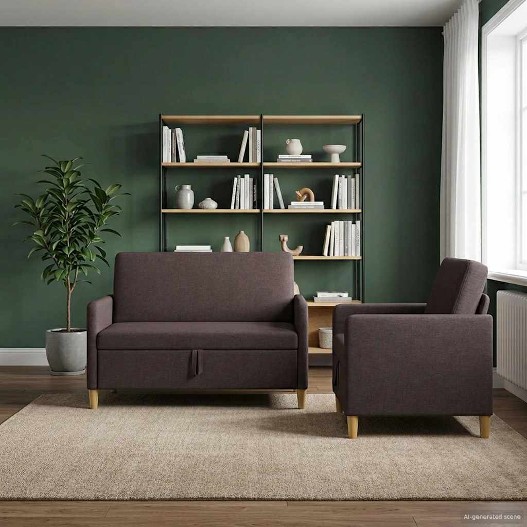 vidaXL Σαλονάκι Σετ Με Αποθηκευτικό Χώρο 2 pcs Σκούρο Καφέ Πολυεστέρας