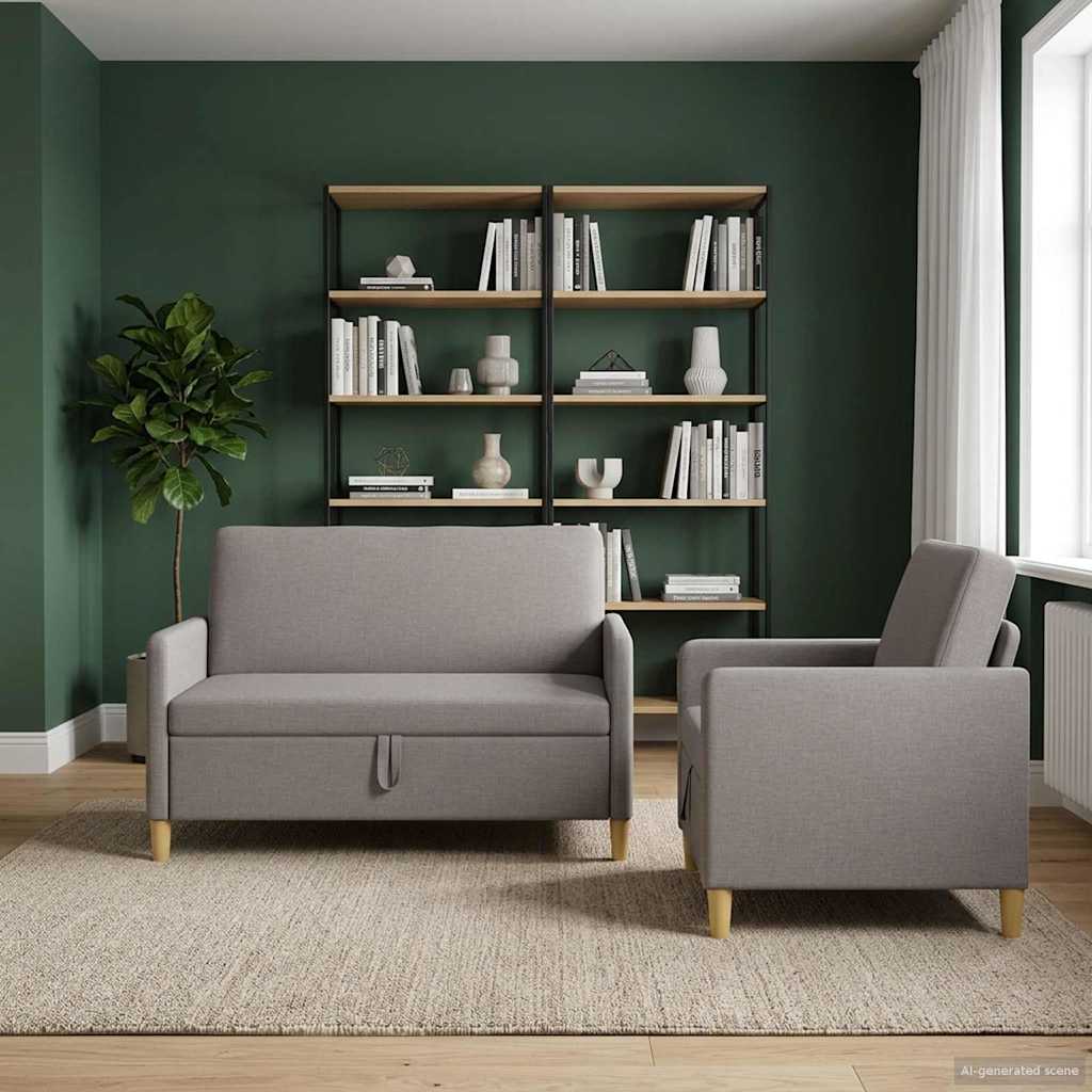 vidaXL Σαλονάκι Σετ Με Αποθηκευτικό Χώρο 2 pcs Taupe Πολυεστέρας