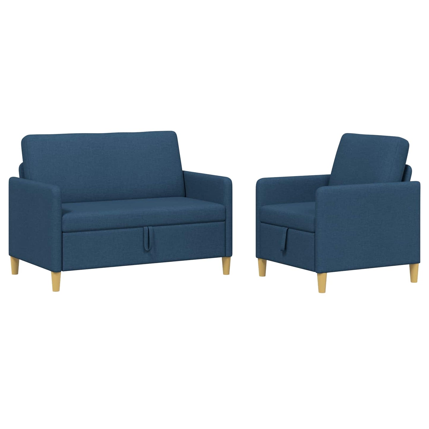 vidaXL Σαλονάκι Σετ Με Αποθηκευτικό Χώρο 2 pcs Μπλε Πολυεστέρας