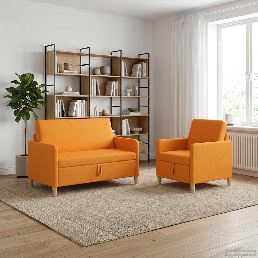 vidaXL Σαλονάκι Σετ Με Αποθηκευτικό Χώρο 2 pcs Σκούρο κίτρινο