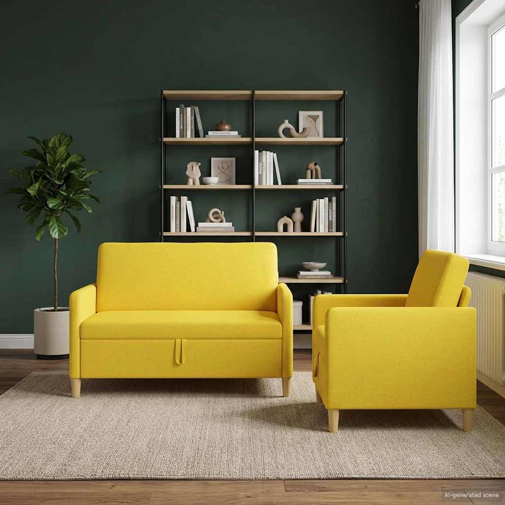 vidaXL Σαλονάκι Σετ Με Αποθηκευτικό Χώρο 2 pcs Απαλό Κίτρινο