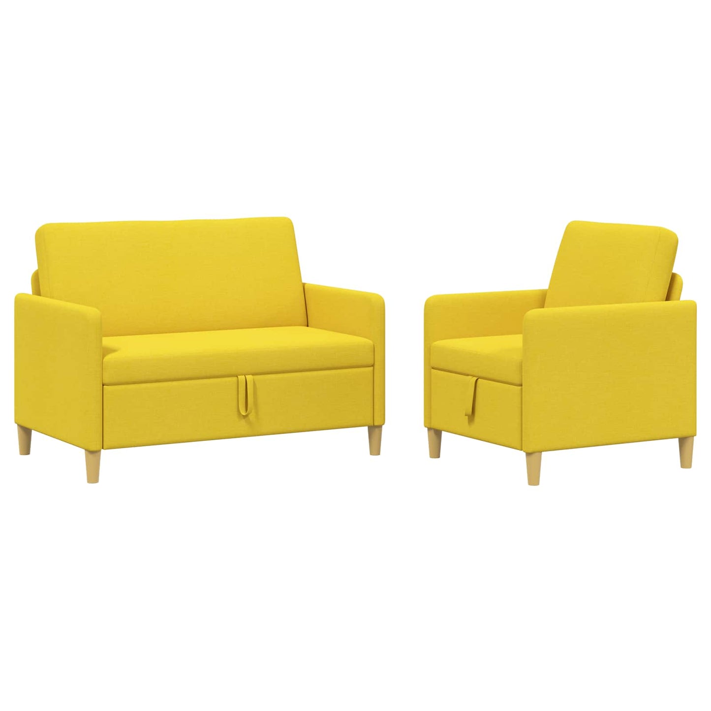 vidaXL Σαλονάκι Σετ Με Αποθηκευτικό Χώρο 2 pcs Απαλό Κίτρινο