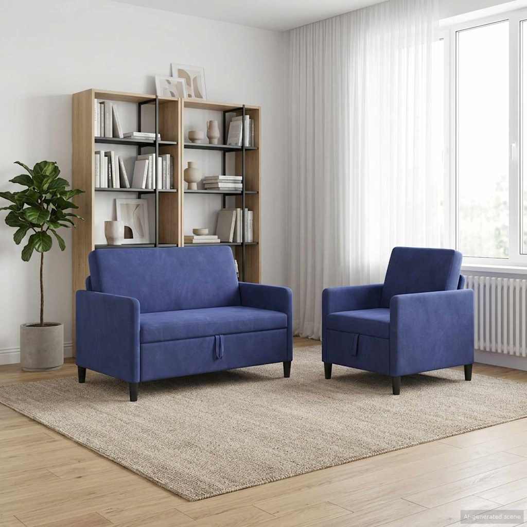 vidaXL Σαλονάκι Σετ Με Αποθηκευτικό Χώρο 2 τμχ. Μπλε Αστυνομίας