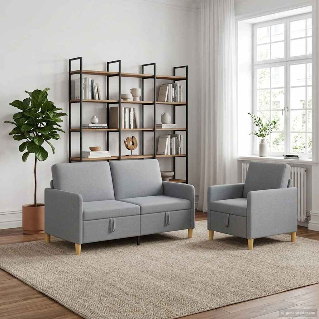 vidaXL Σαλονάκι Σετ Με Αποθηκευτικό Χώρο 2 pcs Ανοιχτό γκρι