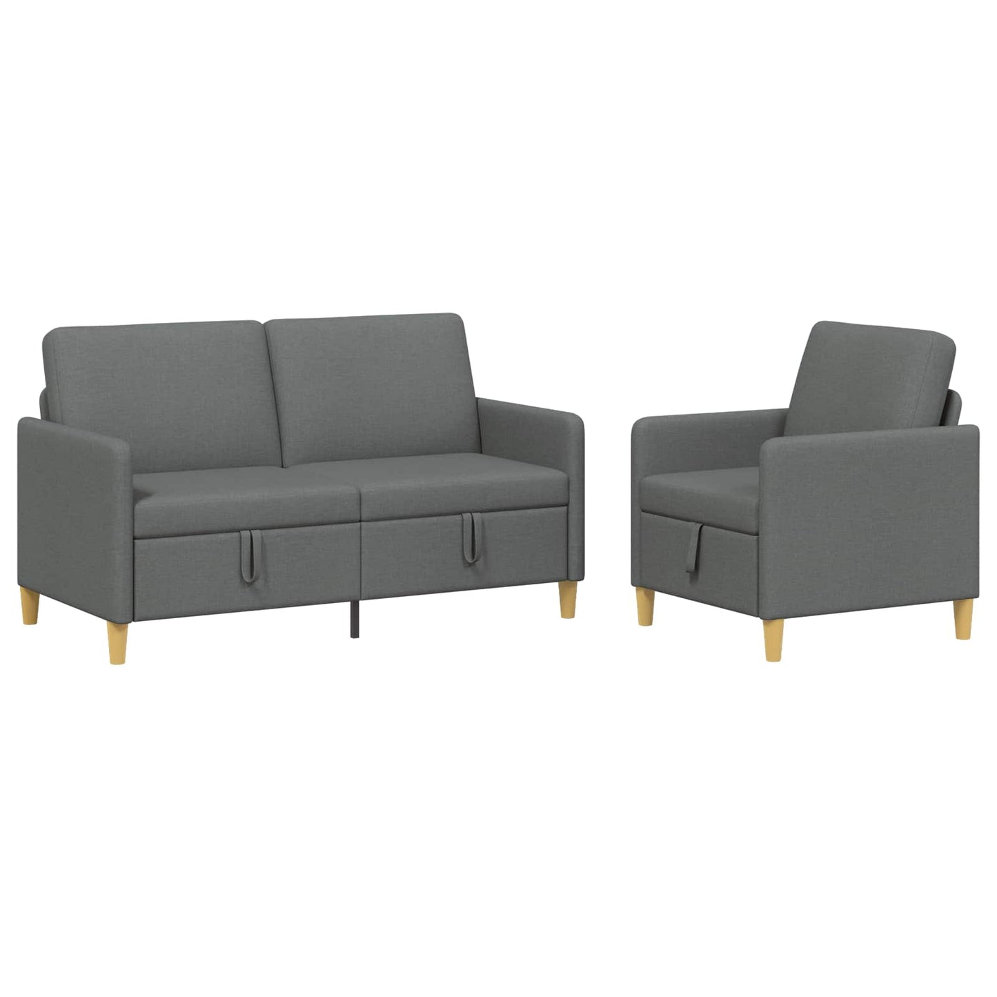 vidaXL Σαλονάκι Σετ Με Αποθηκευτικό Χώρο 2 pcs Σκούρο Γκρι Πολυεστέρας