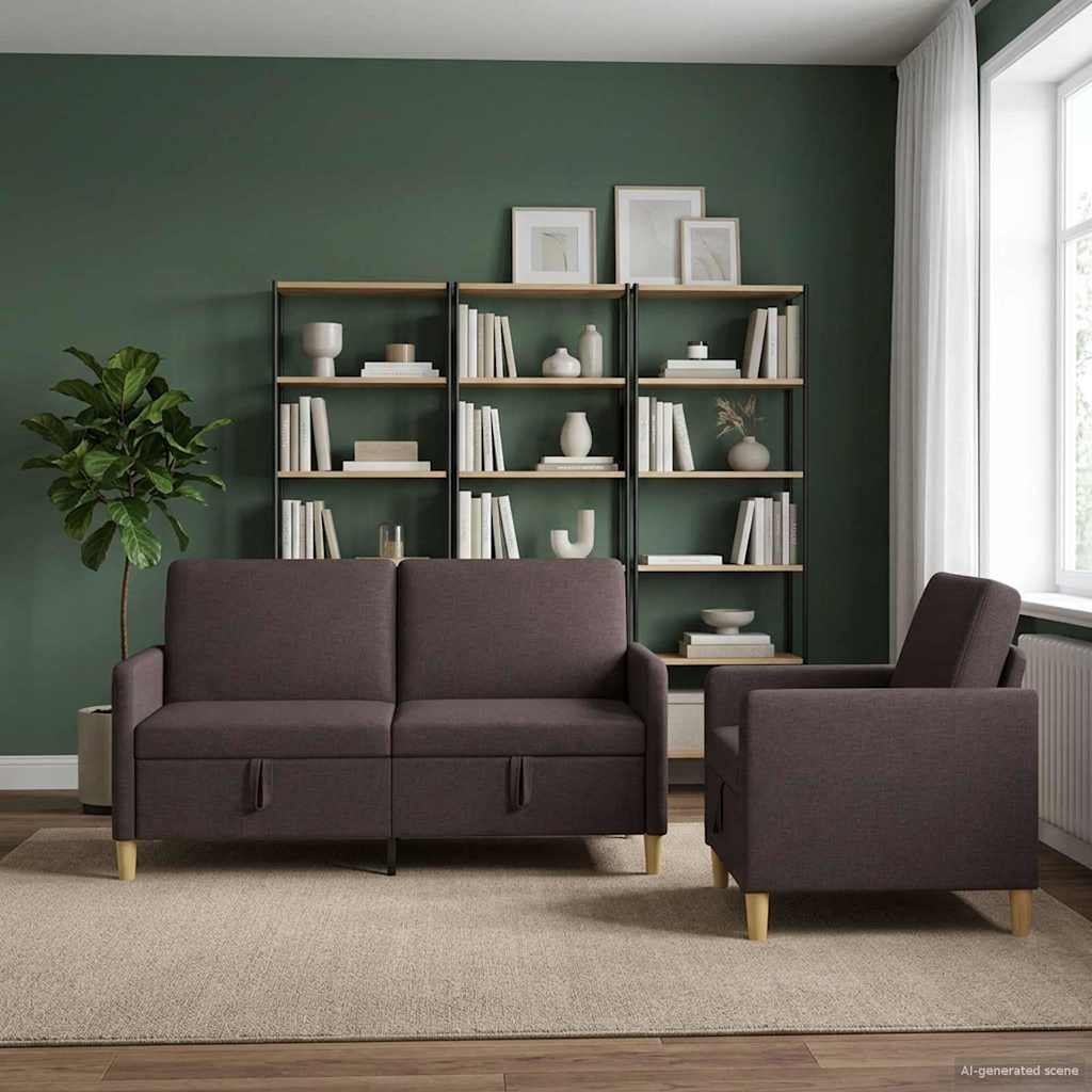 vidaXL Σαλονάκι Σετ Με Αποθηκευτικό Χώρο 2 pcs Σκούρο Καφέ Πολυεστέρας