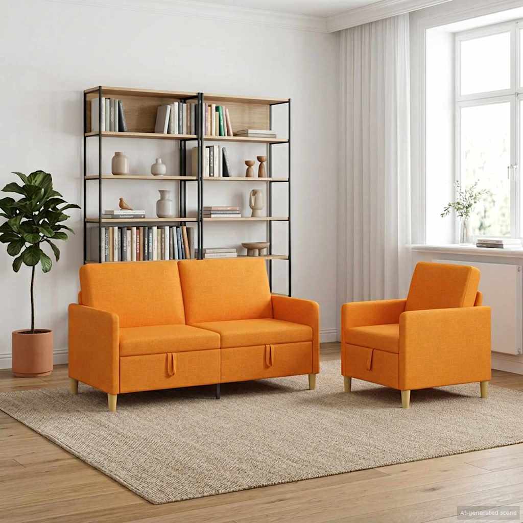 vidaXL Σαλονάκι Σετ Με Αποθηκευτικό Χώρο 2 pcs Σκούρο κίτρινο