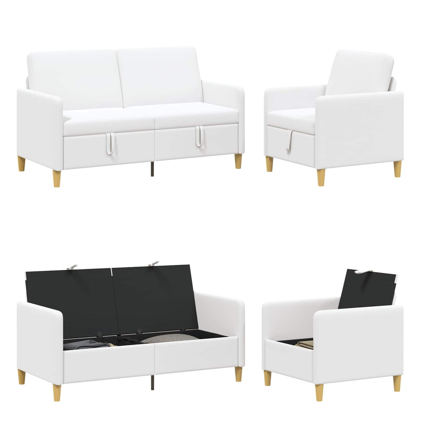 vidaXL Σαλονάκι Σετ Με Αποθηκευτικό Χώρο 2 pcs Λευκό Πολυεστέρας