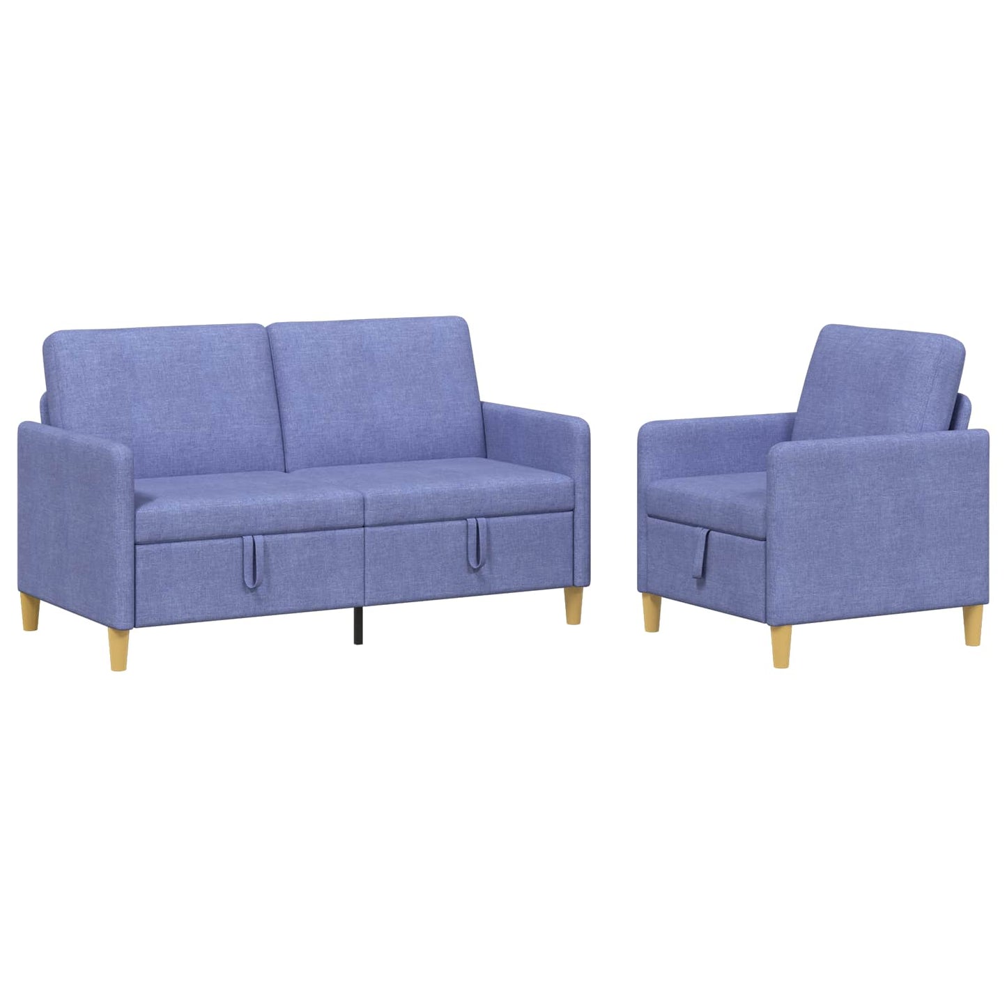 vidaXL Σαλονάκι Σετ Με Αποθηκευτικό Χώρο 2 pcs Μπλε τζην Πολυεστέρας