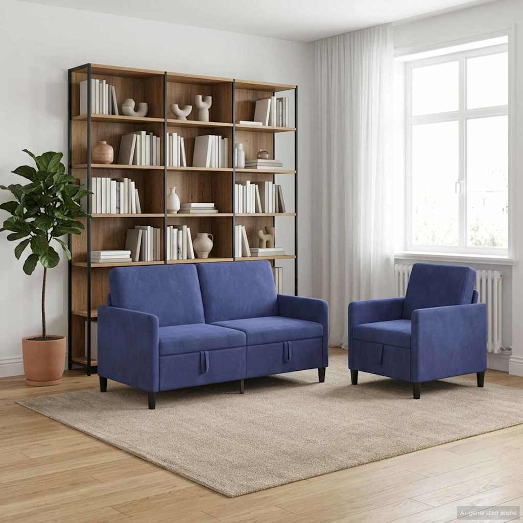 vidaXL Σαλονάκι Σετ Με Αποθηκευτικό Χώρο 2 τμχ. Μπλε Αστυνομίας