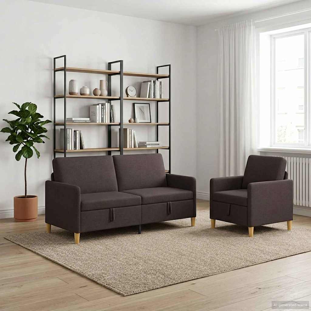 vidaXL Σαλονάκι Σετ Με Αποθηκευτικό Χώρο 2 pcs Σκούρο Καφέ Πολυεστέρας