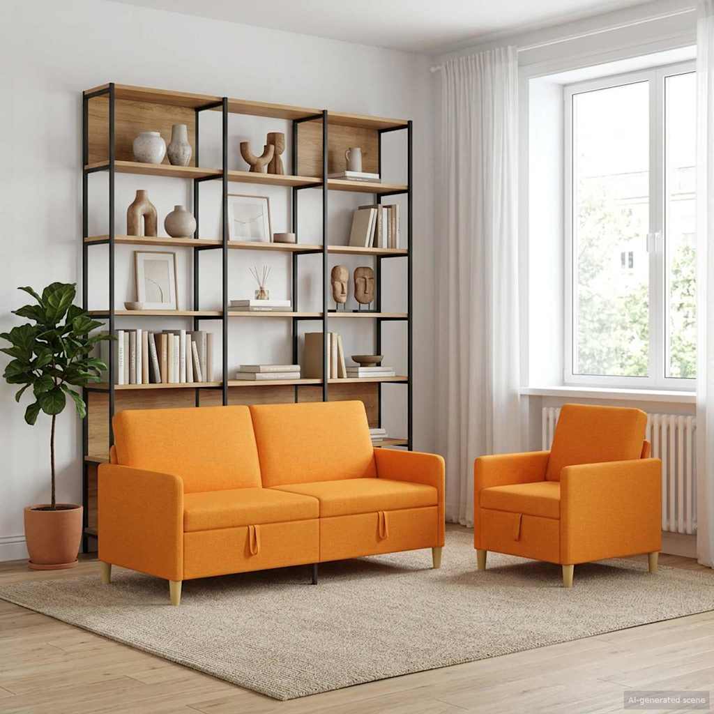 vidaXL Σαλονάκι Σετ Με Αποθηκευτικό Χώρο 2 pcs Σκούρο κίτρινο