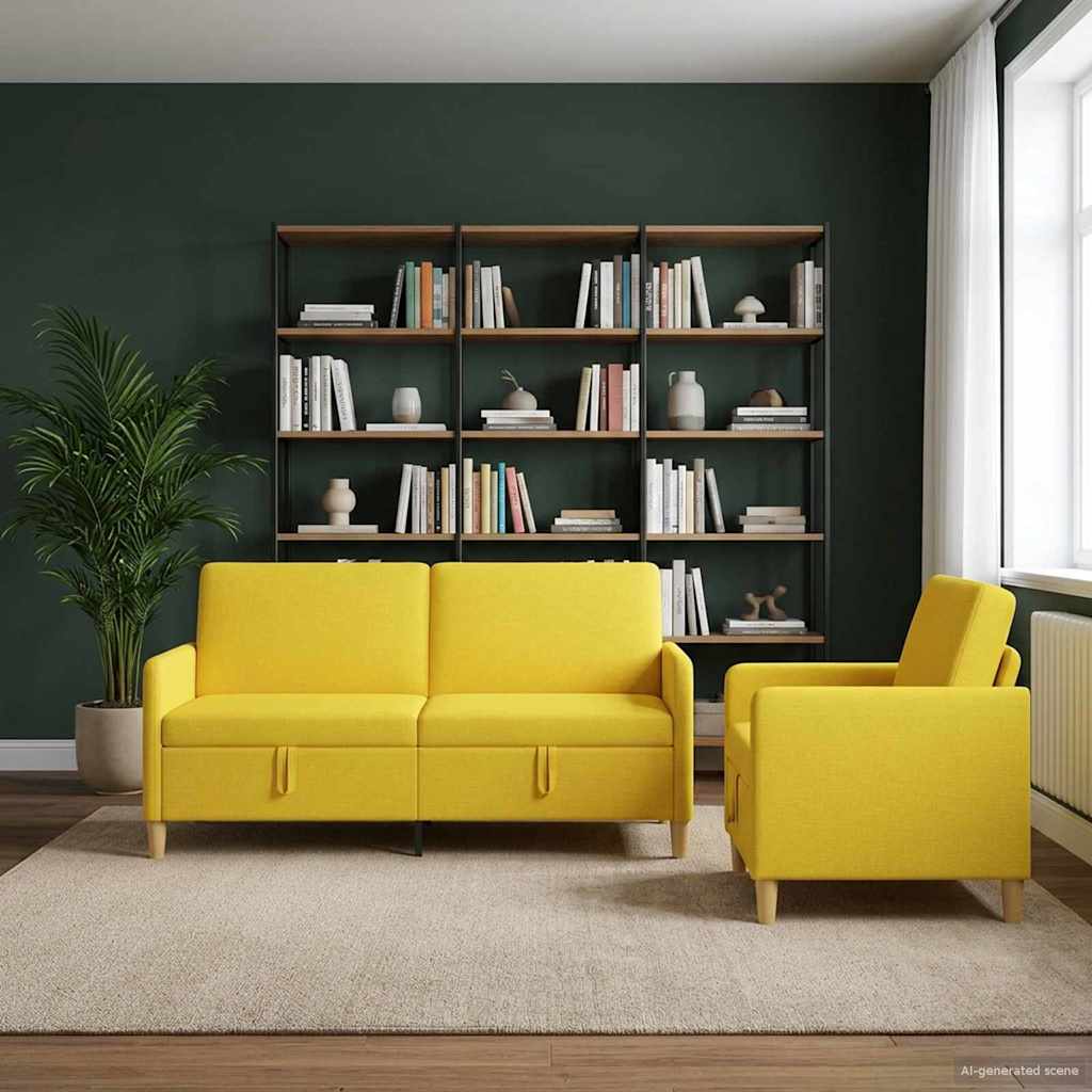 vidaXL Σαλονάκι Σετ Με Αποθηκευτικό Χώρο 2 pcs Απαλό Κίτρινο
