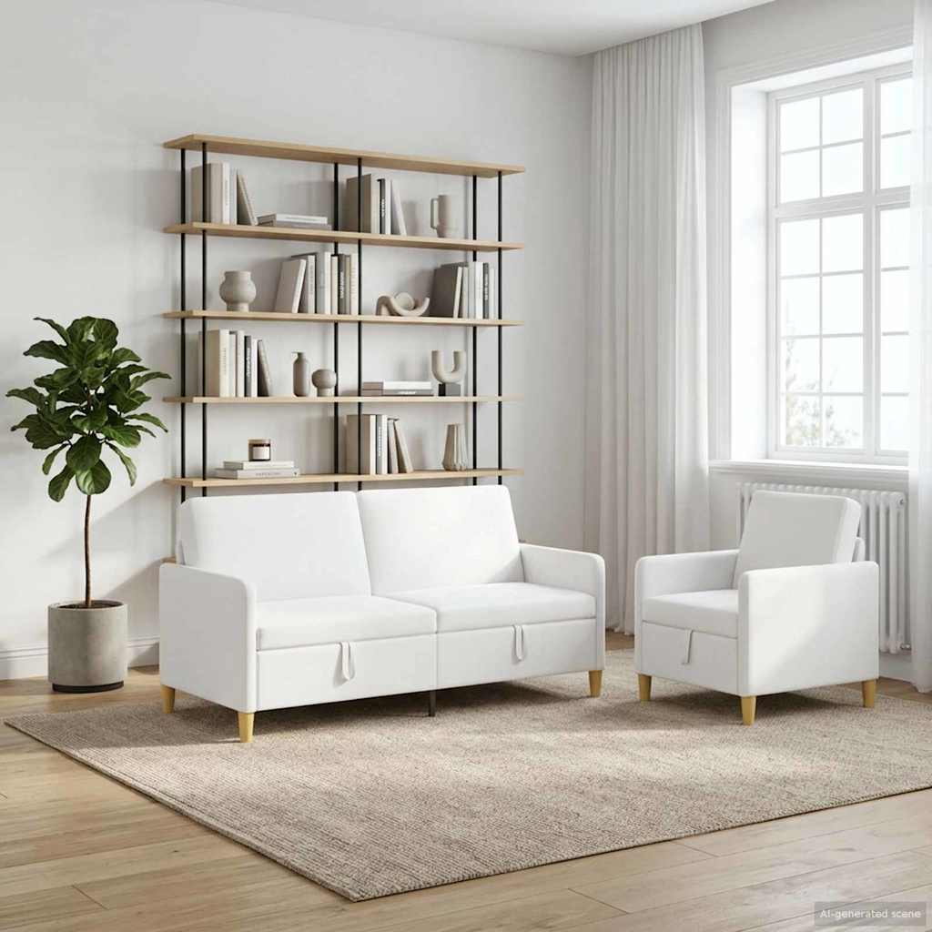 vidaXL Σαλονάκι Σετ Με Αποθηκευτικό Χώρο 2 pcs Λευκό Πολυεστέρας