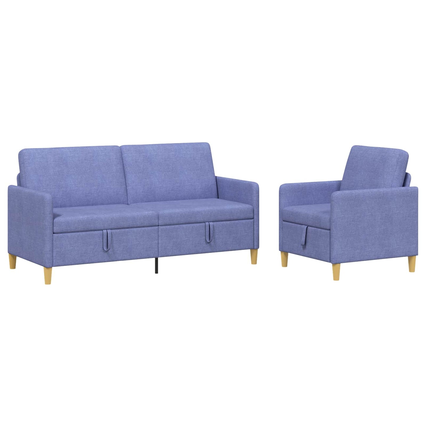 vidaXL Σαλονάκι Σετ Με Αποθηκευτικό Χώρο 2 pcs Μπλε τζην Πολυεστέρας