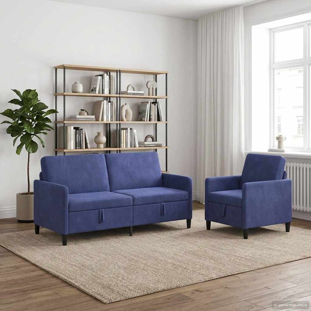 vidaXL Σαλονάκι Σετ Με Αποθηκευτικό Χώρο 2 τμχ. Μπλε Αστυνομίας