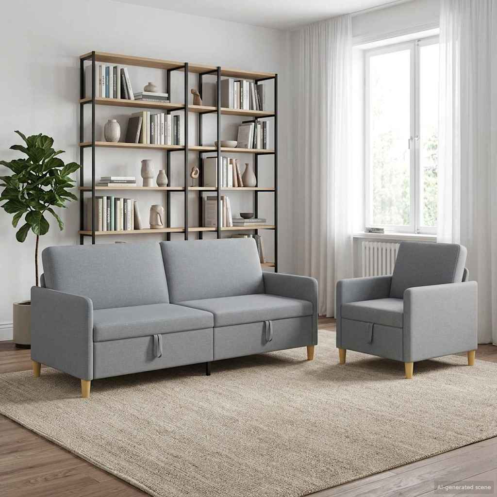 vidaXL Σαλονάκι Σετ Με Αποθηκευτικό Χώρο 2 pcs Ανοιχτό γκρι