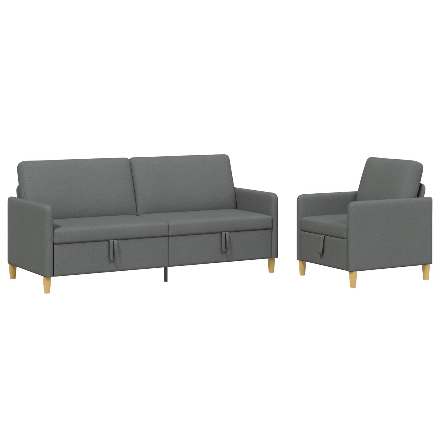 vidaXL Σαλονάκι Σετ Με Αποθηκευτικό Χώρο 2 pcs Σκούρο Γκρι Πολυεστέρας