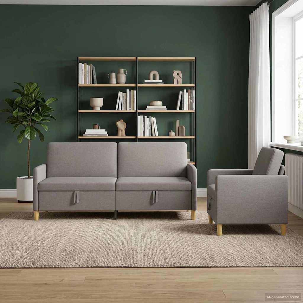vidaXL Σαλονάκι Σετ Με Αποθηκευτικό Χώρο 2 pcs Taupe Πολυεστέρας