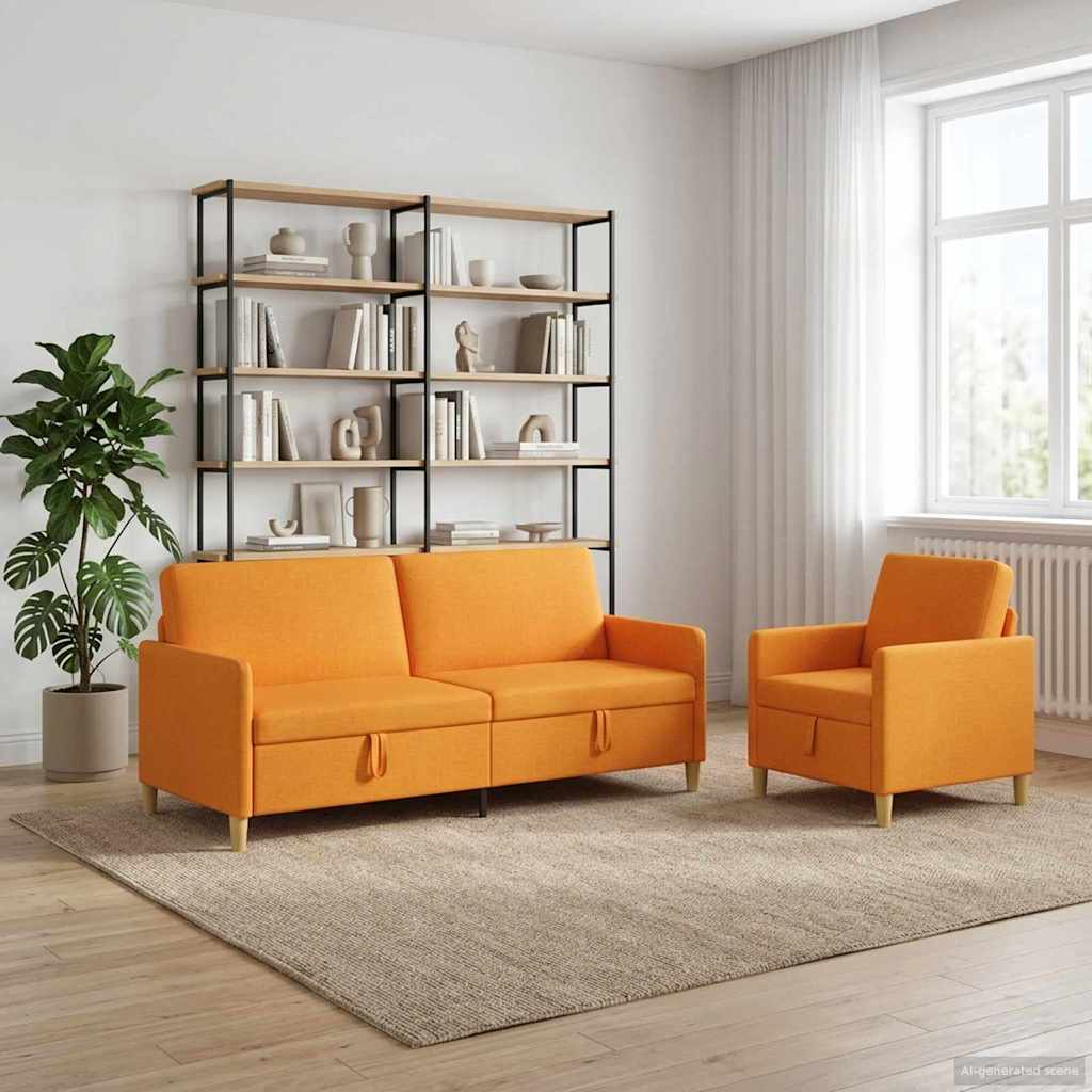 vidaXL Σαλονάκι Σετ Με Αποθηκευτικό Χώρο 2 pcs Σκούρο κίτρινο