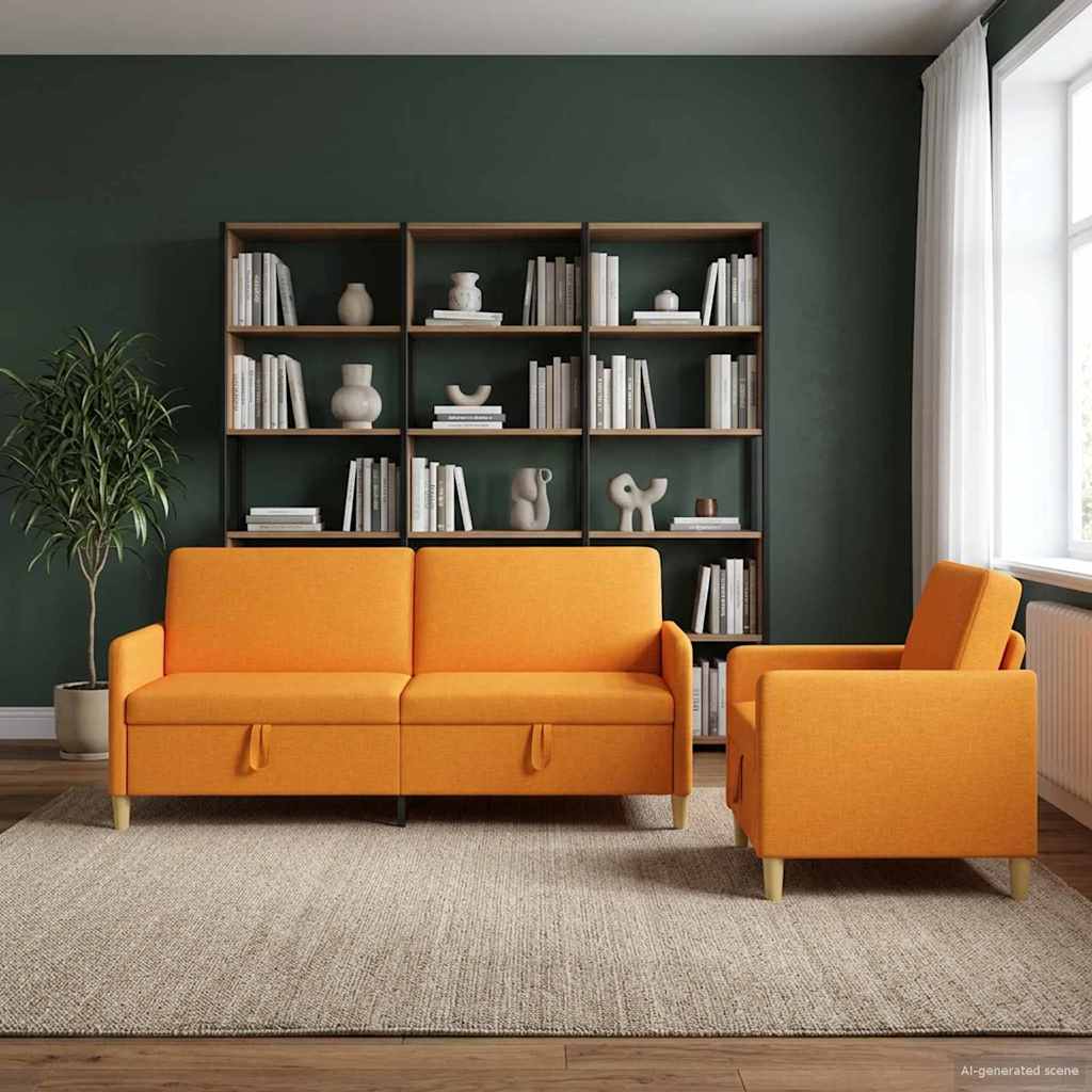 vidaXL Σαλονάκι Σετ Με Αποθηκευτικό Χώρο 2 pcs Σκούρο κίτρινο