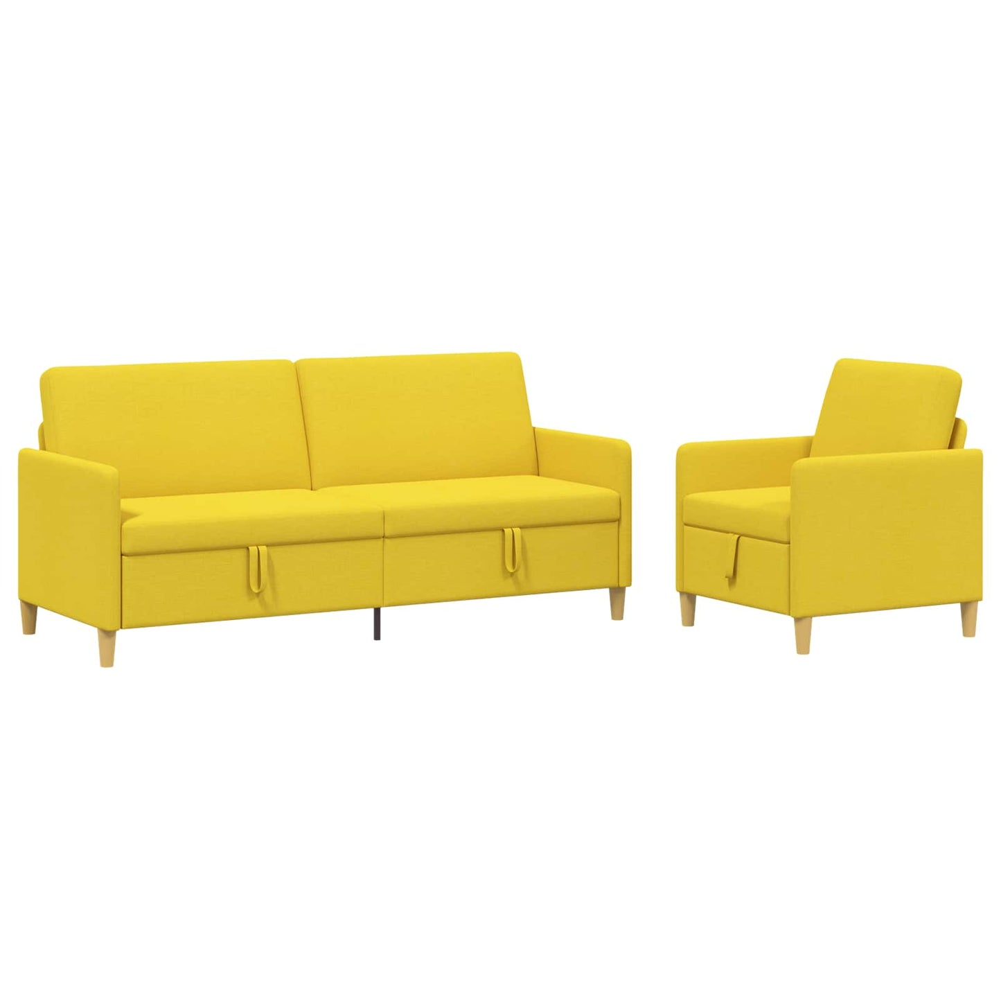 vidaXL Σαλονάκι Σετ Με Αποθηκευτικό Χώρο 2 pcs Απαλό Κίτρινο
