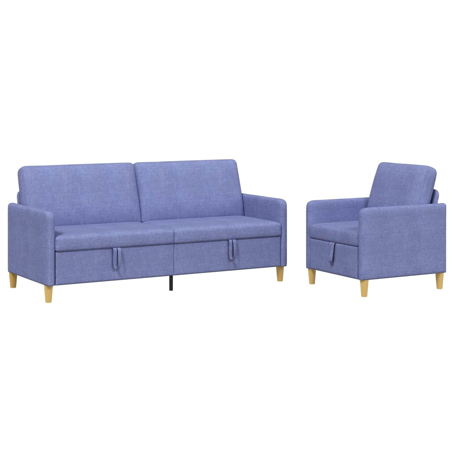 vidaXL Σαλονάκι Σετ Με Αποθηκευτικό Χώρο 2 pcs Μπλε τζην Πολυεστέρας