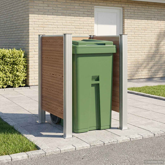 vidaXL Φράχτης Σκουπιδιών Καφέ 85 x 85 x 115 cm Αλουμίνιο και WPC