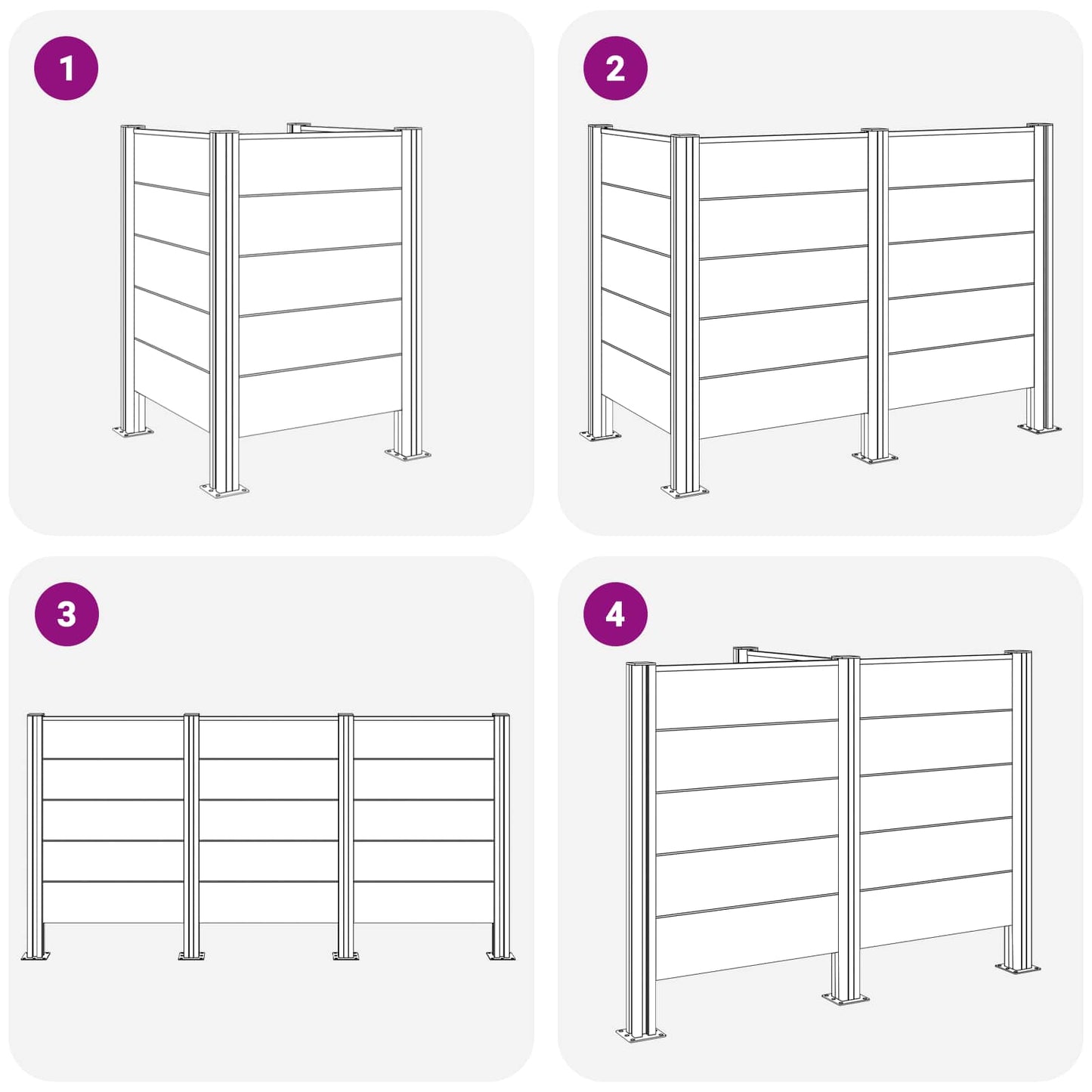 vidaXL Φράχτης Σκουπιδιών Γκρι 85 x 85 x 115 cm Αλουμίνιο και WPC