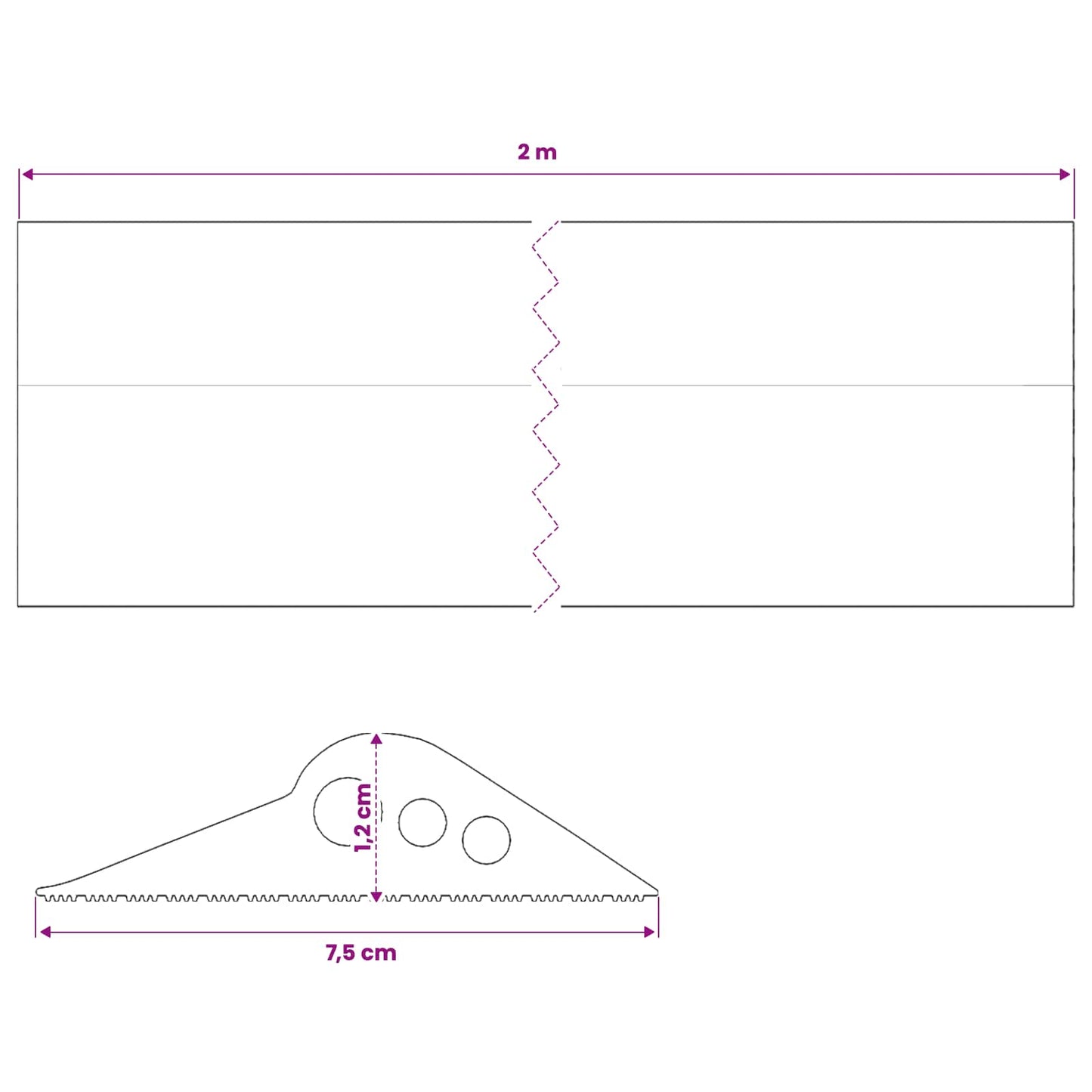 vidaXL Σφραγίδα Δαπέδου Γκαράζ Μαύρο 75 x 12 mm 2 μ. EPDM Καουτσούκ