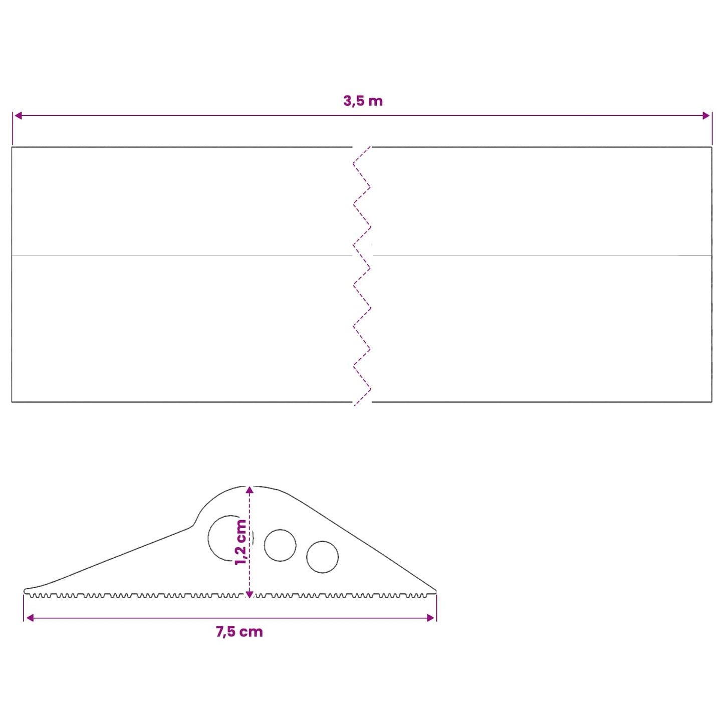 vidaXL Σφραγίδα Δαπέδου Γκαράζ 75 x 12 χιλ. 3,5 μ. EPDM Καουτσούκ