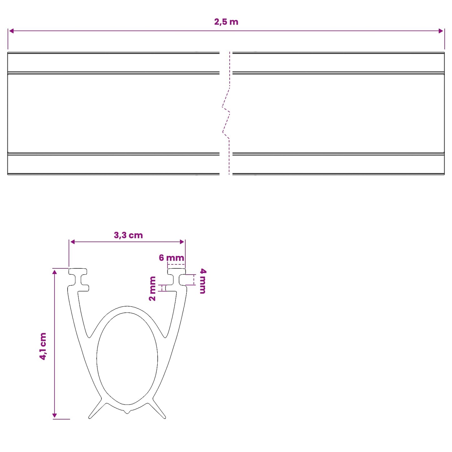 vidaXL Σφράγιση Πόρτας Γκαράζ Μαύρο 41 x 33 mm 2,5 μ PVC