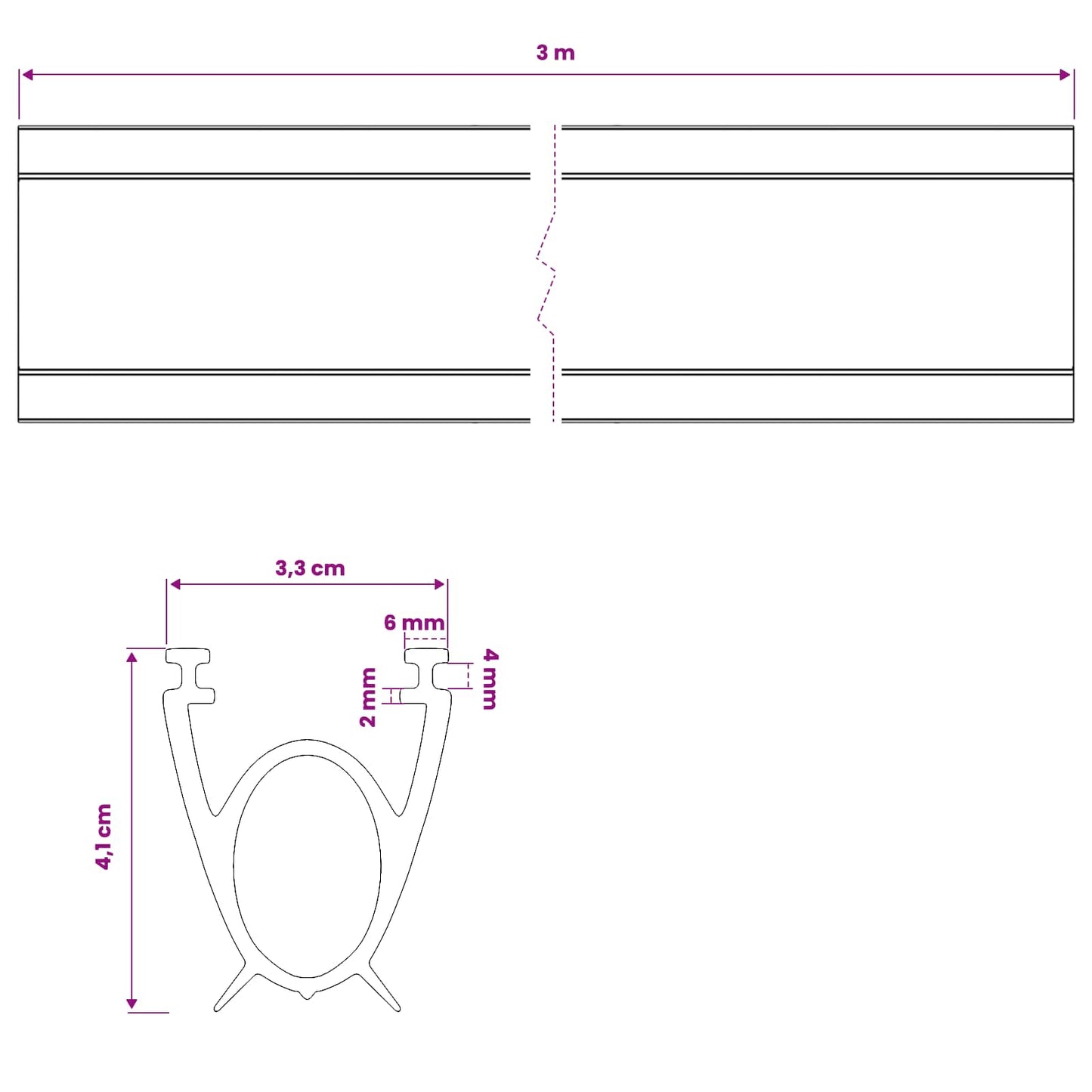 vidaXL Σφράγιση Πόρτας Γκαράζ Μαύρο 41 x 33 mm 3 μ PVC