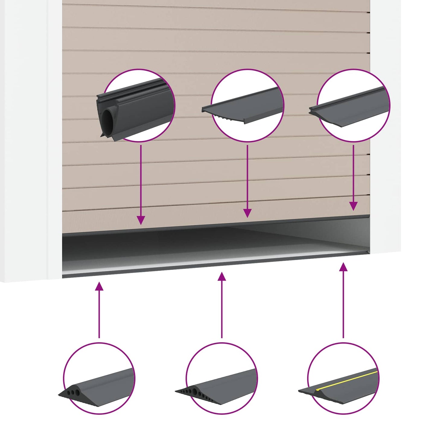vidaXL Σφράγιση Πόρτας Γκαράζ Μαύρο 41 x 33 mm 3,5 μ PVC