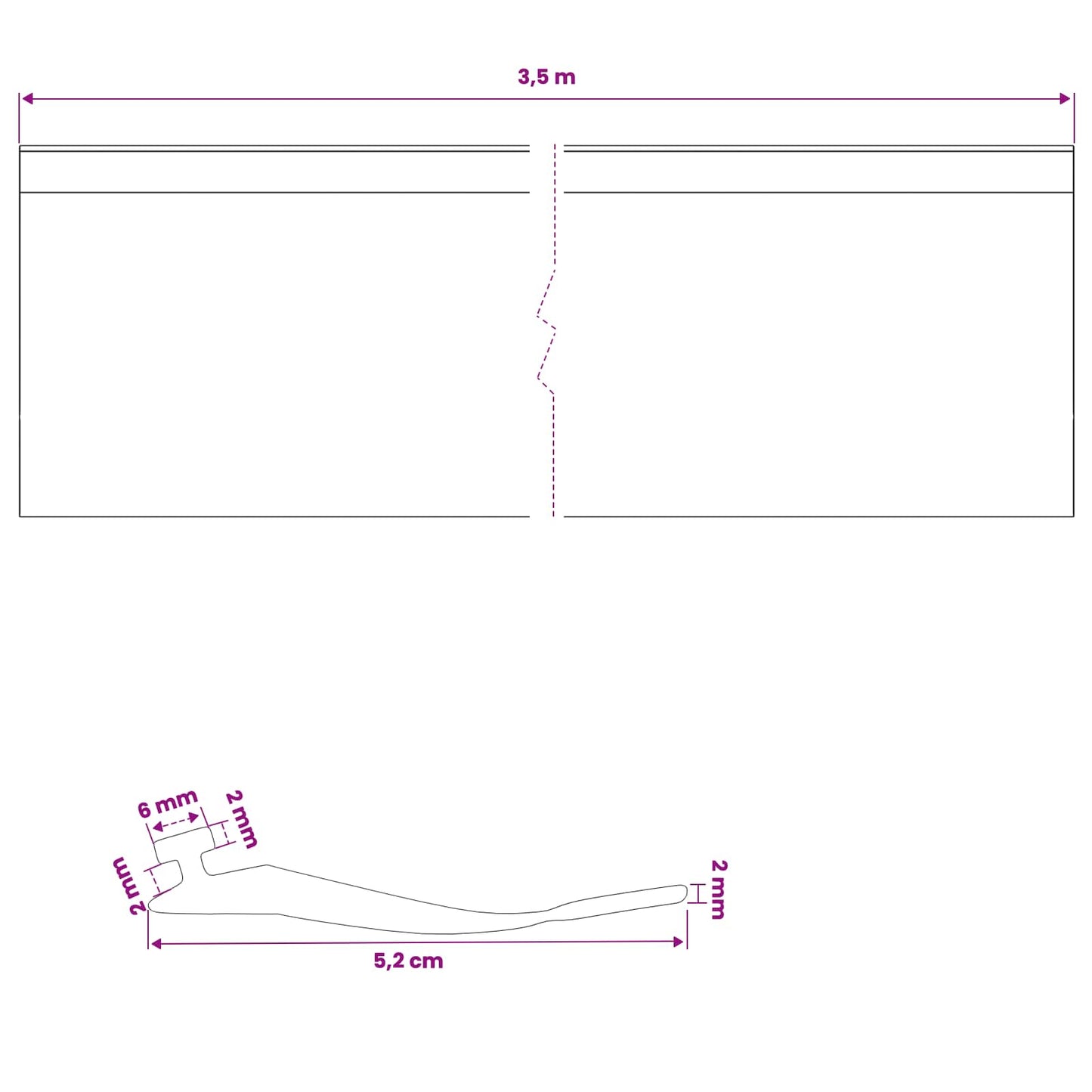 vidaXL Σφράγιση Πόρτας Γκαράζ Μαύρο 52 x 2 mm 3,5 μ PVC