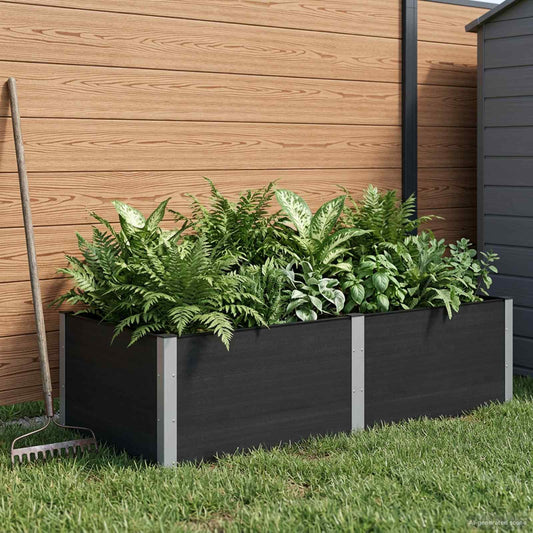 vidaXL Υπερυψωμένη Ζαρντινιέρα Μαύρο 200 x 100 x 54 cm