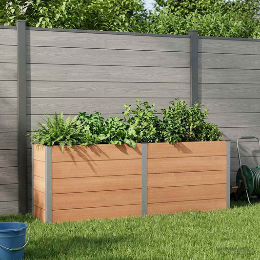 vidaXL Υπερυψωμένη Ζαρντινιέρα Καφέ 250 x 50 x 91 εκ WPC και Αλουμίνιο