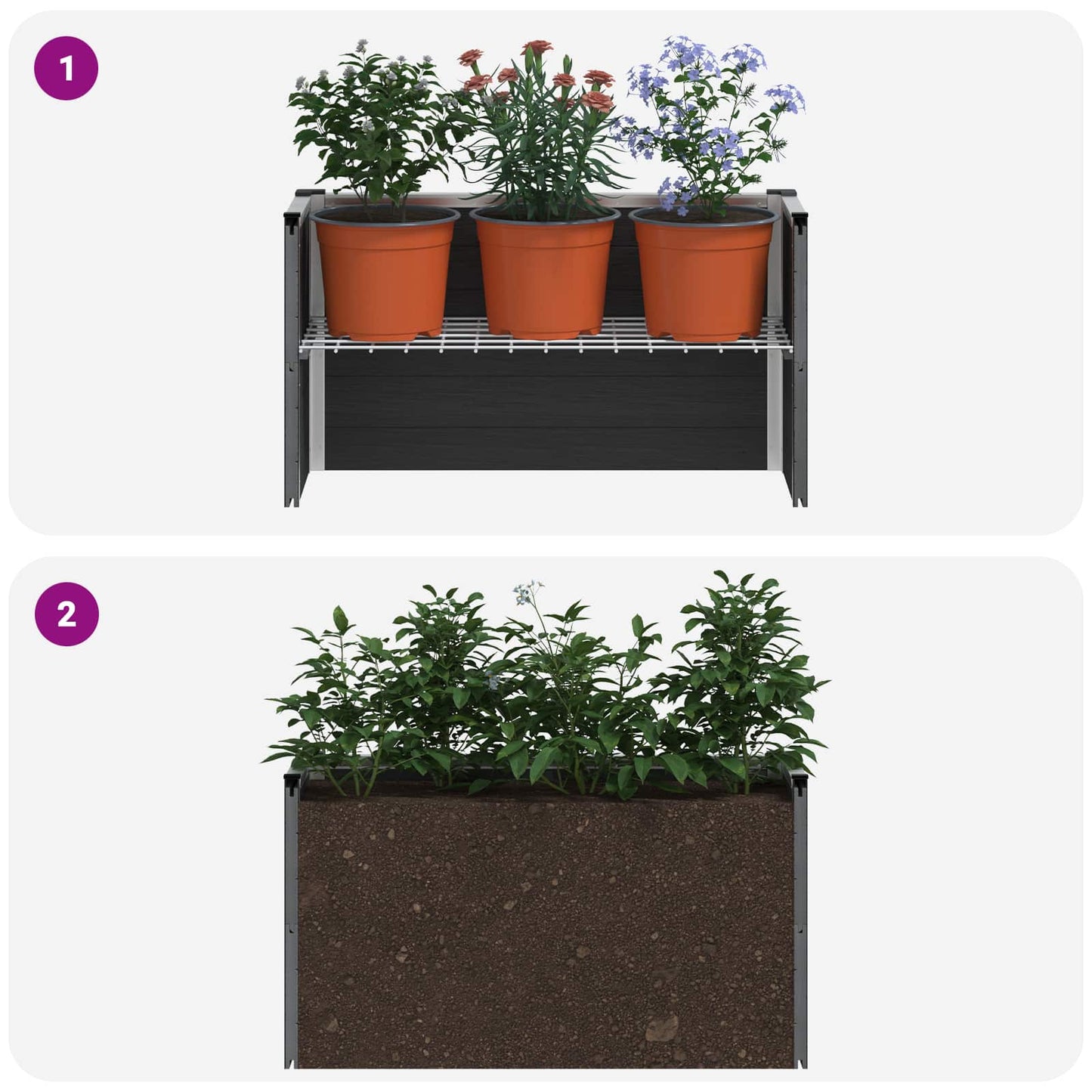 vidaXL Υπερυψωμένη Ζαρντινιέρα Γκρι 75 x 30 x 22 εκ WPC και Αλουμίνιο