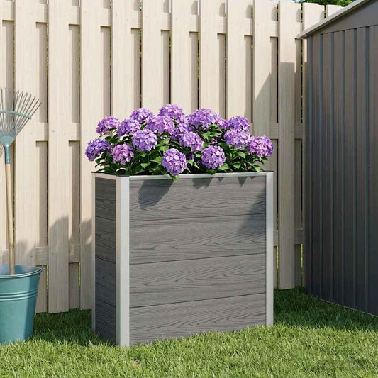 vidaXL Υπερυψωμένη Ζαρντινιέρα Γκρι 75 x 30 x 82 εκ WPC και Αλουμίνιο