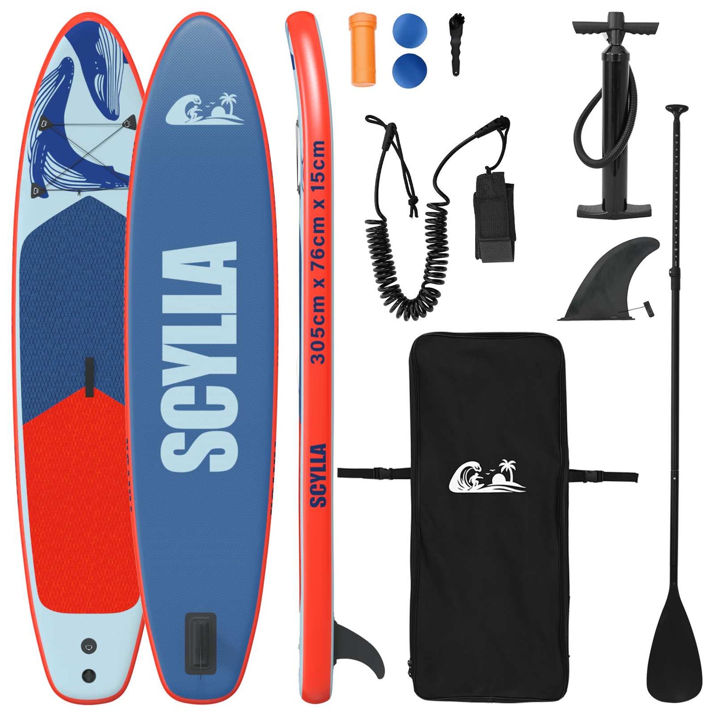vidaXL Φουσκωτή σανίδα SUP SCYLLA 305 x 76 x 15 cm Μπλε για